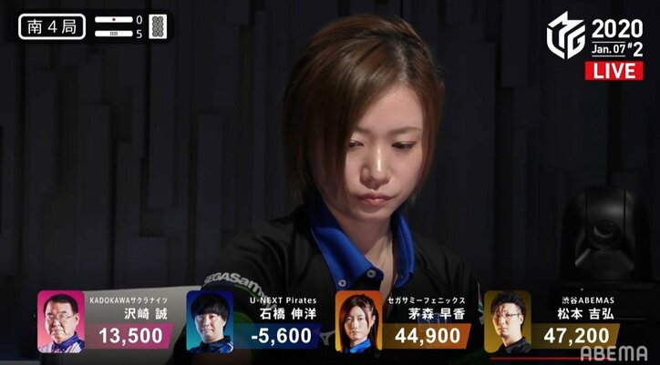 「次はトップなんで大丈夫」を有言実行“ピンチ◎”の茅森早香、最終盤のバトル制し7勝目／麻雀・Mリーグ