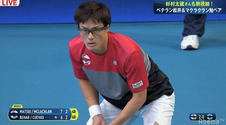 41歳でも腹筋“バキバキ”！ 錦織不在の日本を救った松井にファンから「筋肉コメント」連発【ATPカップ】