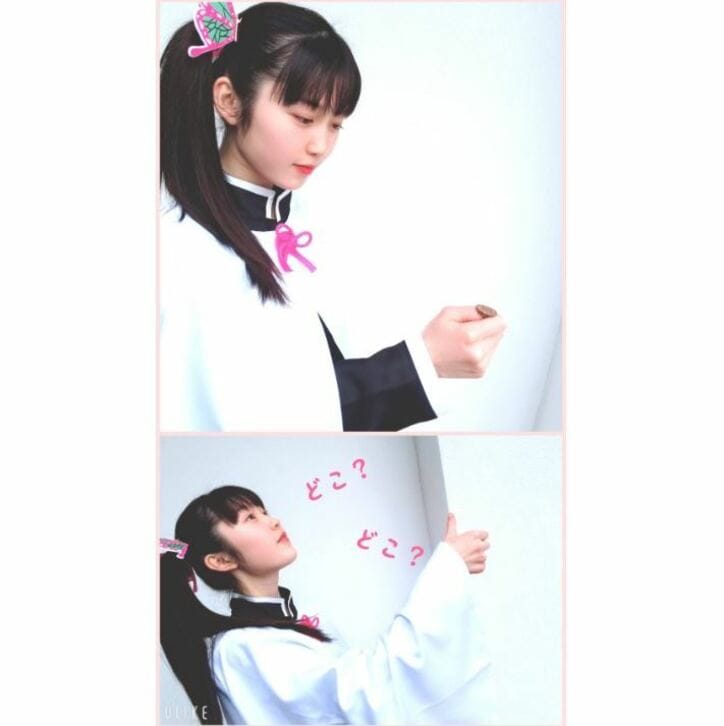 スタダ所属の14歳女優・松元寧音が「鬼滅の刃」栗花落カナヲのコスプレ披露 "コイン投げ"は失敗