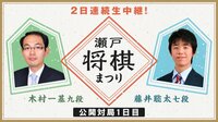 『瀬戸将棋まつり』初公開放送! 木村一基九段 対 藤井...