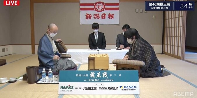 渡辺明棋王 対 糸谷哲郎八段 第3局の戦型は横歩取り 早くも渡辺棋王が優勢に／将棋・棋王戦五番勝負 1枚目