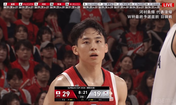 「無双すぎ」河村勇輝の“鬼フィジカル”に韓国選手が尻餅！解説・ファンが驚愕「体幹オバケ」「逆に吹っ飛ばした」 5枚目