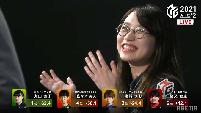 人気メガネっ子雀士の“特別アングル”勝利の笑顔にファン絶賛「横顔もかわいい」「今日は大人っぽいねえ」／麻雀・Mリーグ 1枚目