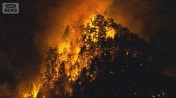 迫る炎…集落まで700m　山梨で山火事、たき火原因か　中央道SA付近　自衛隊派遣へ