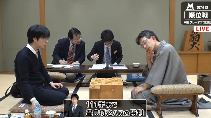 豊島将之八段が連勝で3回戦へ　佐藤康光九段に勝利／将棋・順位戦A級プレーオフ