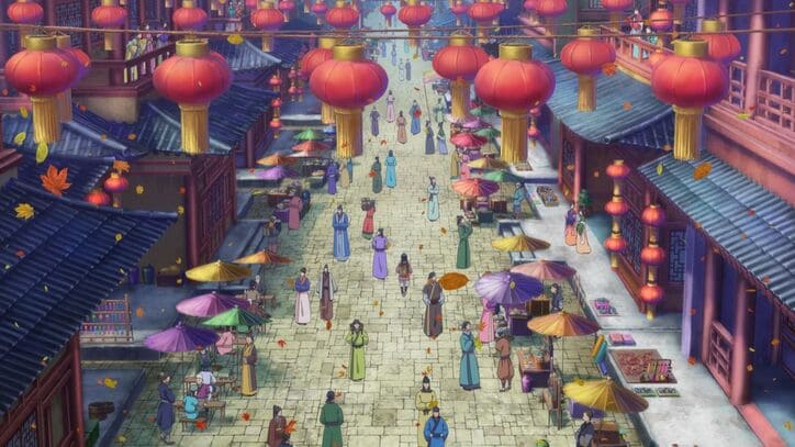 アニメ「薬屋のひとりごと」1話場面カット 花街