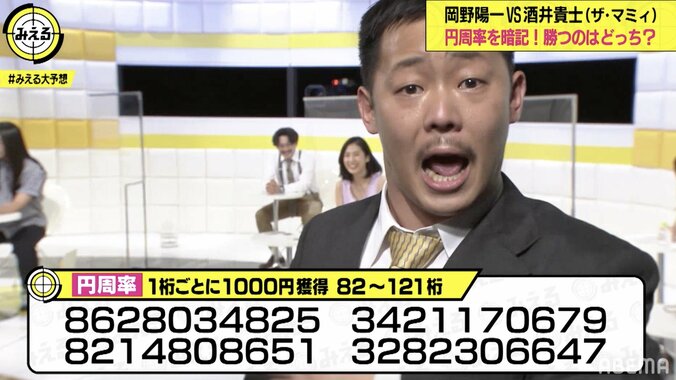 岡野陽一VSザ・マミィ酒井貴士 借金芸人が「1桁1000円で円周率暗記対決」 2枚目