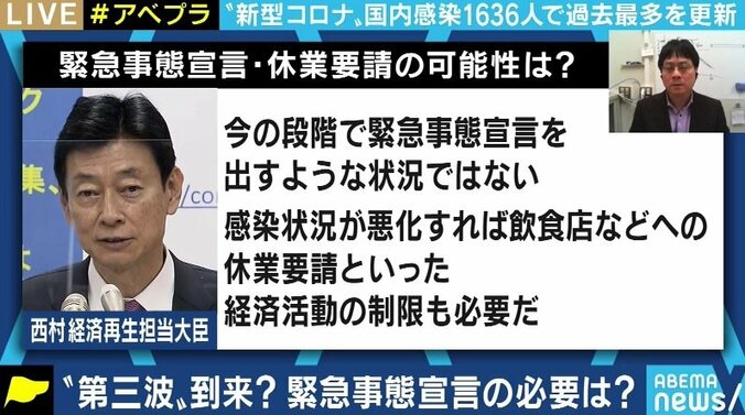 「自粛を強めることでの経済の冷え込みの方が心配だ。緊急事態宣言や北海道の“GoTo”除外はすべきでない」京大・宮沢准教授 1枚目