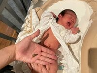 桃『臍の緒とれた記念!おうちで豪華しゃぶしゃぶ。』