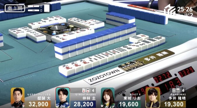 多井、反撃の狼煙を上げる一発ツモアガリ