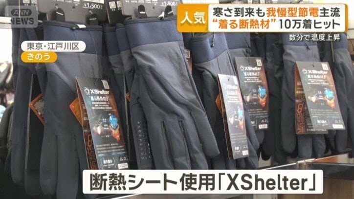 断熱シートが使用された手袋