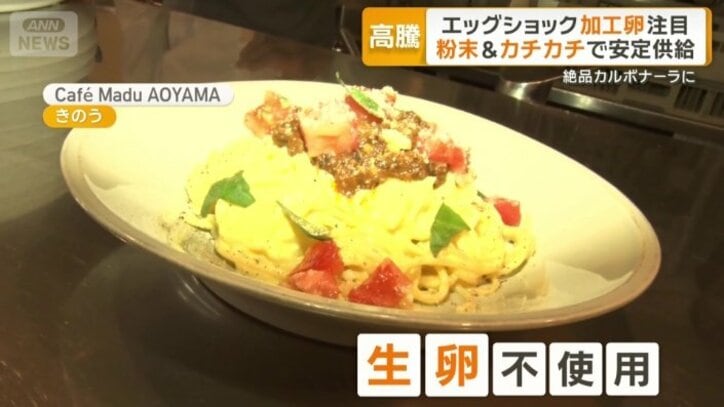 “生卵”不使用のカルボナーラ