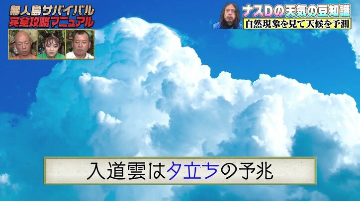 ナスDが明かす天気の豆知識「サバイバルをする上で天気を事前に知る事はとても重要」【写真・イラスト付き】