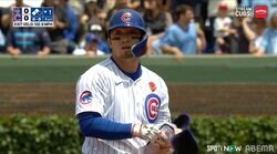 今度は逆方向！ 鈴木誠也、強烈“ラインドライブ”打球でスタンドが一気に沸騰「連日、大活躍してる」右越え二塁打へ称賛続々