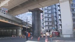 大阪ど真ん中・梅田の巨大パイプ　突然の出現から2週間ようやく撤去　一時13mの高さに