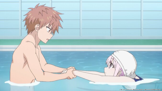 【写真・画像】太田くんが柏田さんの泳ぎのコーチ役に…アニメ『顔に出ない柏田さんと顔に出る太田君』第2話先行カット・あらすじが公開　3枚目