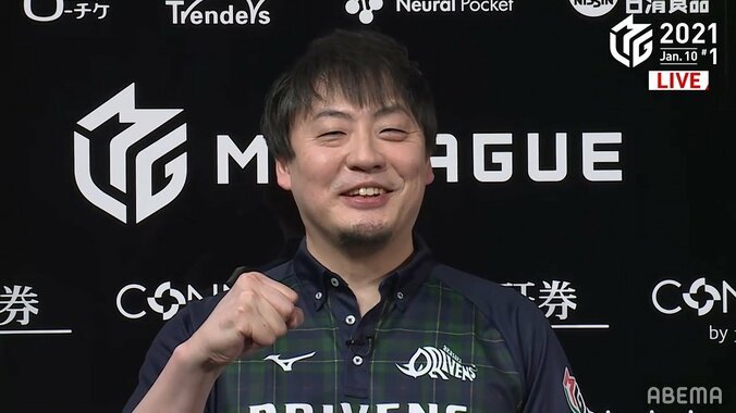 鈴木たろう、余裕の笑み 個人トップタイの6勝目 苦戦のチームにも「全然」「必ず逆転」と自信たっぷり／麻雀・Mリーグ 1枚目