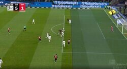 物議を醸す判定！オフサイドで取り消し→VARで一転ゴール　王者・バイエルンがまさかのフルボッコ… 完全にトドメを刺された5ゴール目を叩き込まれた衝撃シーン