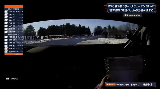 世界ラリー、豪快スライドも「やっぱりヒットしてた」決定的瞬間 ゲームのような“雪壁アタック走法”に中継騒然 4枚目