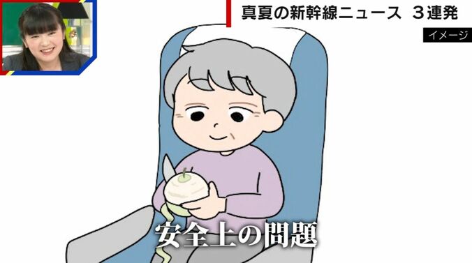 新幹線で高齢女性が“包丁”取り出し果物の皮むき