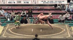 190cmの巨体力士が“空中落下” まるでブレーンバスター…プロレスのような衝撃光景に館内騒然「マジかよ」「痛そう」驚く声