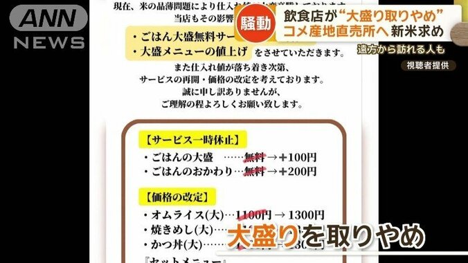 大盛りサービスを取りやめる飲食店