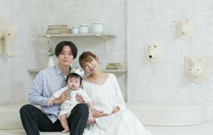 【画像】桃、夫と息子と