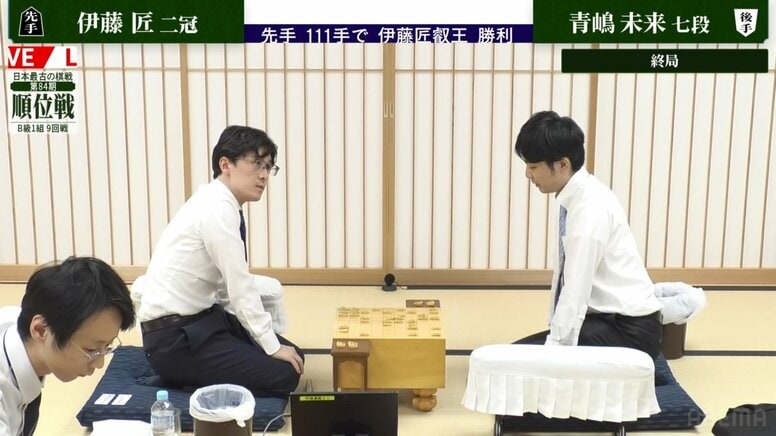 A級昇級へ死角なし！伊藤匠二冠が的確な寄せで青嶋未来七段に勝利 リーグ成績8勝1敗／将棋・順位戦B級1組