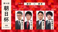 朝日杯 本戦 千田七段－西田四段/深浦九段－佐藤天九段/勝者同士