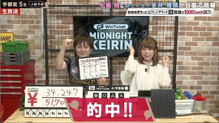 「ドリーム見せる」と豪語したMリーガー・多井隆晴が15万円勝ち！ 視聴者からは「麻雀より向いてる」と称賛の嵐／ミッドナイト競輪