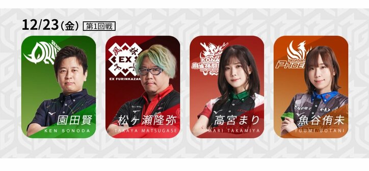 全8チームがレギュラーシーズン折り返し 年内最終戦でも白星の“ホワイトクリスマス”は誰が掴むか／麻雀・Mリーグ