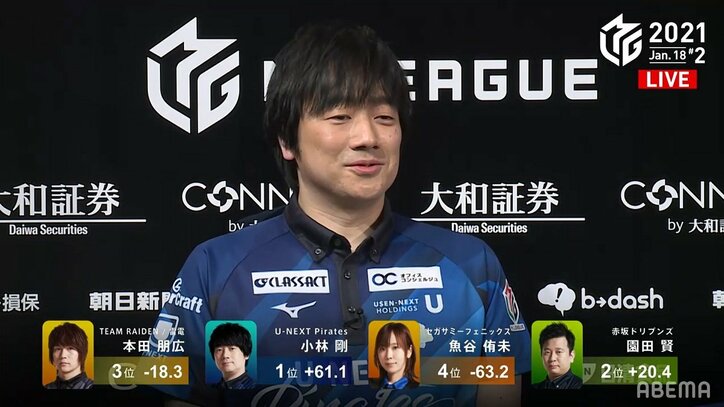 2021シーズンver.もアップグレード完了“麻雀ロボ”小林剛、オーラス逆転で個人3連勝/麻雀・Mリーグ