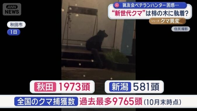 捕獲されたクマは過去最多の9765頭