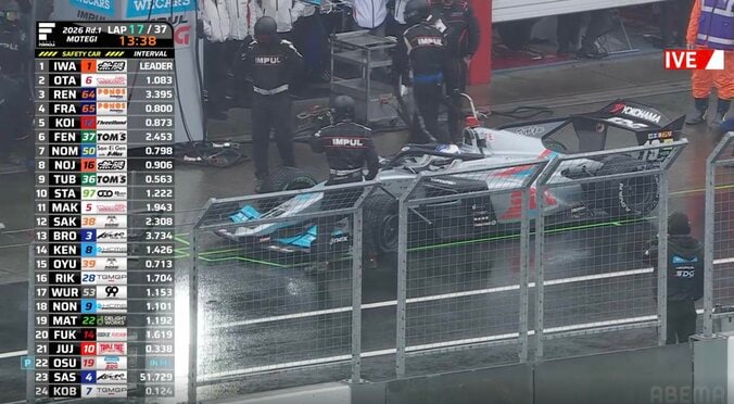 マシンが「後ろから飛んできた」 土砂降り日本最速レースで戦慄アクシデント「ひっくり返ってもおかしくなかった」中継騒然 4枚目