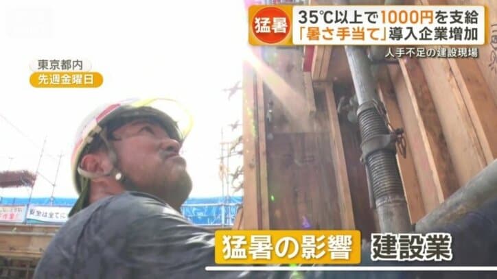 猛暑の影響を強く受けているのが外で作業する建設業