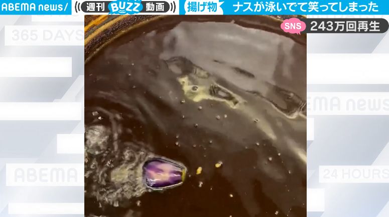 本当に泳いでるみたい! 油の上で縦横無尽に動くナスがなぜか話題に「これはジワる」「ドリフトしてるように見えた」の声 | 話題 | ABEMA ...
