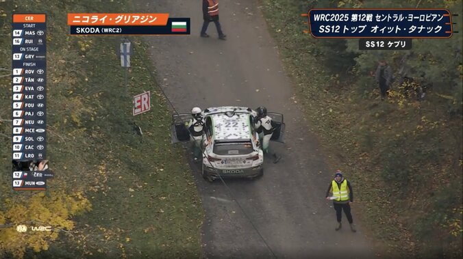 【写真・画像】“頭文字Dヘル”で奮闘もバンパー脱落 「拾ってるんですかね？」派手なトラブル＆直後のシーンにWRC中継どよめく　1枚目