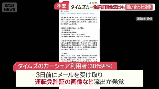 運転免許の画像などが流出した男性