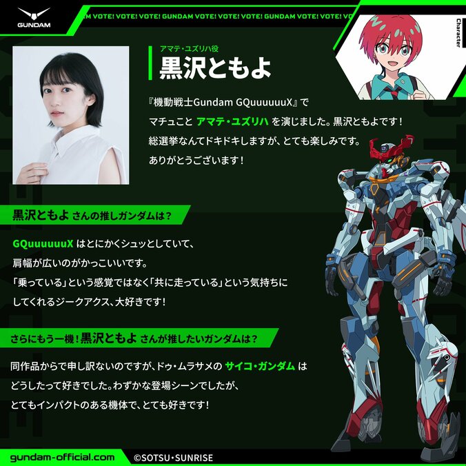 [Photos/Images] Gundam General Election Reveals Top 20 Mobile Suits! Recommendation Comments from 13 Veteran Pilot Voice Actors Including Tomoyo Kurosawa and Megumi Hayashibara Have Arrived 3rd