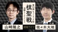 【中継】ヒューリック杯棋聖戦決勝T 山崎隆之八段 対 佐々木大地六段