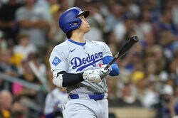 大谷翔平、4戦ぶり45号 首位攻防最終決戦で松井裕樹から9回ダメ押し弾 山本由伸の勝利も決定づける一発に敵地どよめき