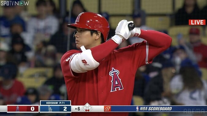 大谷翔平、WBC後の打者復帰戦は1安打 197勝カーショーから痛烈ライト前 トラウトは3三振 1枚目