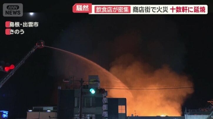 はしご車を使って高い位置からも放水