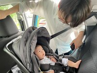 桃『たろくん、はじめてのベビーシートドライブ♡』