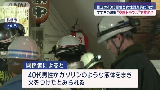 40代の男性がガソリンのような液体をまいた？