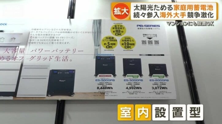 室内に設置できる蓄電池
