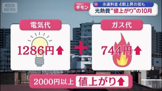 電気とガスを合わせると、2000円以上の値上がり