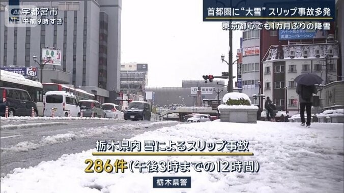 雪によるスリップ事故（栃木）