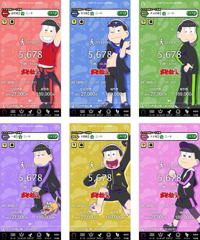 アニメ「おそ松さん」とタニタがコラボ！歩くと6つ子たちが成長する「歩数計アプリ」リリース、オリジナルグッズ販売も 3枚目