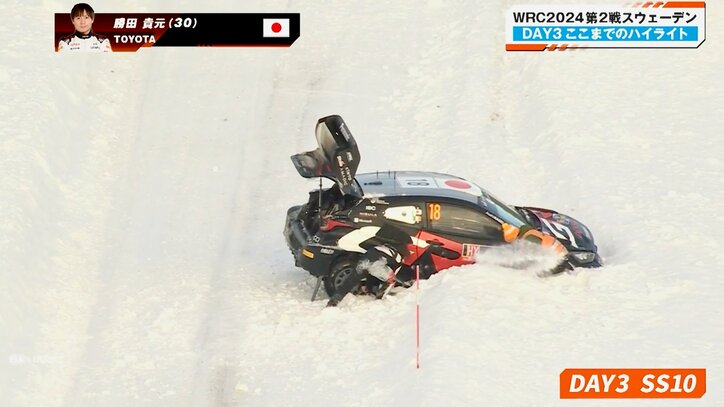 【写真・画像】「速過ぎ」日本人ラリードライバーが雪壁クラッシュのアクシデント 初優勝視野で“攻め過ぎた”紙一重のリタイアにファン落胆　1枚目